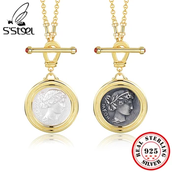 Ожерелье из Стерлингового Серебра S'STEEL 925 Пробы с Индивидуальными Винтажными Подвесками в виде монет Для Женщин; 2022 Золотые цепочки; Изысканные Роскошные Дизайнерские ювелирные изделия;