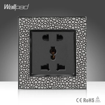 Оптовая Продажа Wallpad Серая кожаная рамка для выключателя 110-250 В 5 Контактов 10a 13A Универсальная электрическая настенная розетка, бесплатная доставка