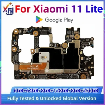Оригинальная Разблокированная Материнская плата Mainboards Для Xiaomi Mi 11 Lite 5G Основная печатная плата Глобальная версия с полными чипами 128 ГБ 256 ГБ