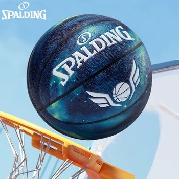 Оригинальный Баскетбольный мяч Spalding Starry Sky ограниченной серии Blue Basketball 77-165Y из искусственной кожи с износостойкостью, для тренировок в помещении и на открытом воздухе, Размер мяча 7