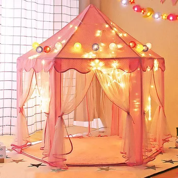 Освещение Принцессы Розовые и голубые Палатки-замки Портативная детская игровая палатка на открытом воздухе, домик для игры в бассейне с шариками, Домик для игр на Рождество