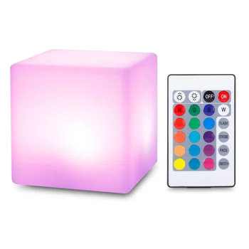 Перезаряжаемый светодиодный ночник в форме куба с дистанционным управлением для спальни, 7 цветов, сменный USB-ночник, встроенный аккумулятор