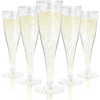 Пластиковые флейты для шампанского, Бокалы для шампанского, Многоразовые бокалы для вина на ножках для вечеринки в саду