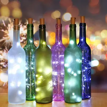 Подсветка для бутылок вина с пробкой, Водонепроницаемая светодиодная гирлянда из пробки для бутылок вина на батарейках, Праздничное украшение, сказочная гирлянда