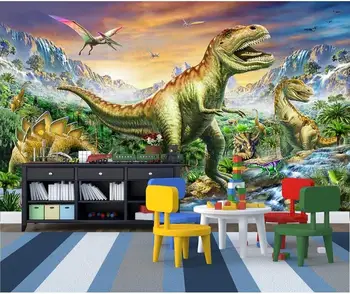 Пользовательские фрески 3d обои Лесной тираннозавр Дракон Динозавры Юрского периода декор живопись 3d настенные фрески обои для стен 3 d
