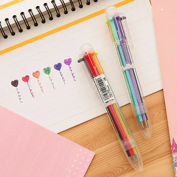 Разноцветная шариковая ручка 6 в 1, многоцветные шариковые ручки для печати, Ручка для письма, Канцелярские принадлежности, креативные школьные принадлежности