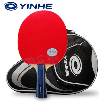 Ракетка для настольного тенниса Yinhe 07B из 5 деревянных Ракеток для пинг-понга Эластичная Резиновая с Одобренной ITTF Быстрой атакой с Петлей с сумкой