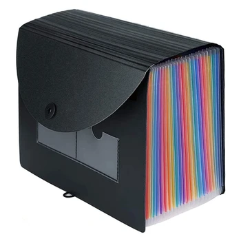 Расширяющаяся папка для файлов, 24 кармана, Портативный Органайзер для файлов формата Rainbow A4, Самостоятельная коробка для документов в виде аккордеона