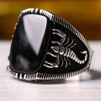 Ретро Турецкие кольца-печатки ручной работы для мужчин, Старинное серебро, Резные кольца в стиле панк, Мистическая инкрустация Цирконом, кольцо для мотобайкера
