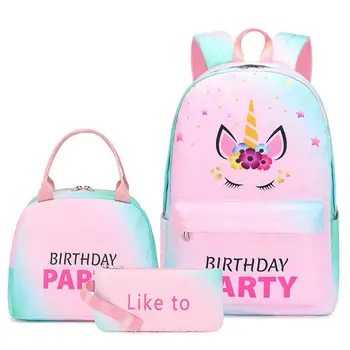 Рюкзаки для девочек, Водонепроницаемая школьная сумка Большой емкости с пакетом для ланча и пеналом, Студенческая дорожная сумка для девочек и детей