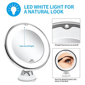 Светодиодное зеркало для макияжа с 10-кратным Увеличительным Зеркалом 22Led Освещение Трехцветный сенсорный экран Гибкий Портативный инструмент для макияжа