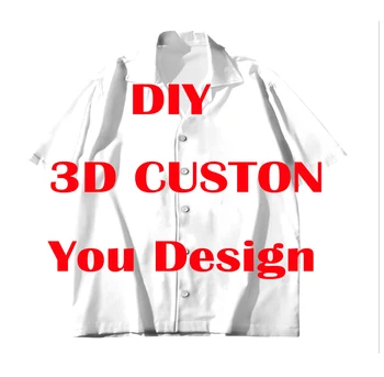 Сделай сам, персонализированный дизайн, 3D-принт, мужская и женская Гавайская рубашка с отложным воротником, Повседневная рубашка с коротким рукавом