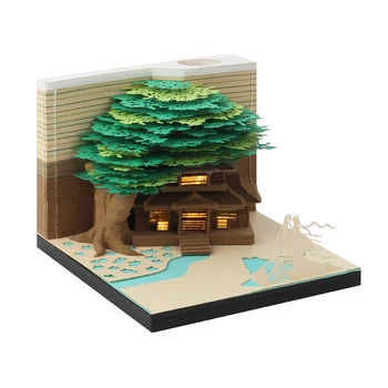 Серия рукописных подушек Culture, блокнот на дереве с подсветкой, Куб из темной бумаги в стиле арт-деко с 3D вставками