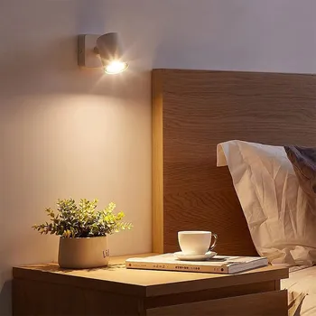 Скандинавский светодиодный настенный светильник Складной с возможностью поворота на 350 °, черно-белый внутренний прожектор для гостиной, прикроватной тумбочки в спальне, светильника в коридоре