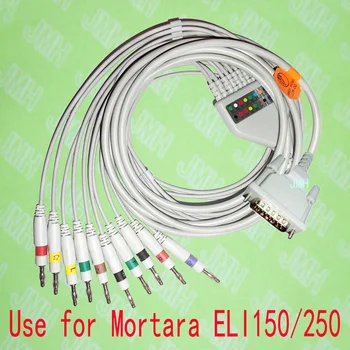 Совместим с Mortara ELI 150/250 с выводом ЭКГ 10, цельным кабелем ЭКГ и проводами 4,0 типа 