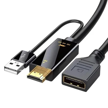 Совместимый с 4K60Hz HDM Конвертер 2.0 в DisplayPort 1.2 Кабель с питанием от USB 25 см T5EE