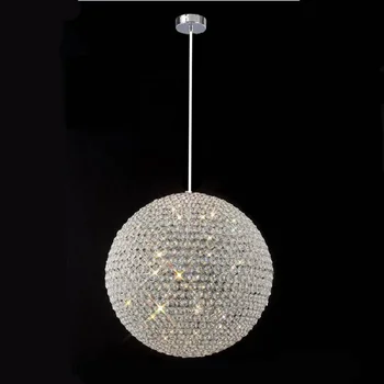 Современная круглая шаровая железная люстра диаметром 15 см, светодиодные лампы E27, простые хрустальные люстры, люстра со светодиодным блеском, освещение