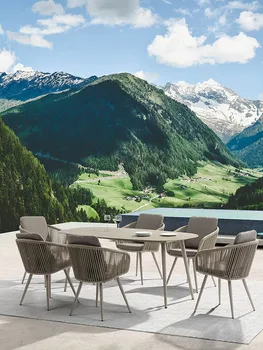 Стол и стулья в скандинавском стиле для отдыха на природе, современный стол и стулья для кафе во внутреннем дворе