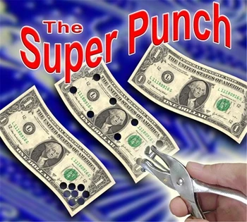 Супер удар/Dream Punch Волшебные трюки фокусника, пробивающего отверстие в карточке крупным планом, реквизит для трюков, регулируемый волшебный перфоратор