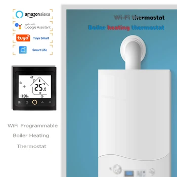 Термостат отопления котла 24 В 220 В, подключенный через Dry Connect Управление приложением Tuya Smart Life Работает с Alexa Google Home