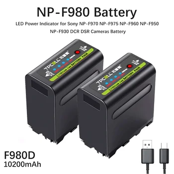 Тип USB Выход 10200 мАч NP-F970 NP-F980 Видео Индикатор заряда батареи для Sony NP-F990 NP-F975 NP-F960 NP-F950 NP-F930 DCR DSR