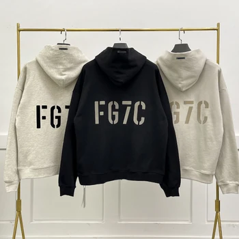 Толстовки с надписью essentials Большого размера, толстовка FG7C, свитшоты с флокированием на спине, Женский и мужской пуловер в стиле Хип-хоп
