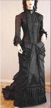 траурное платье в готическом стиле в стиле стимпанк, вечернее платье/Викторианское женское платье в стиле Эдвардиан в стиле стимпанк, винтажное платье для суеты, платье на заказ