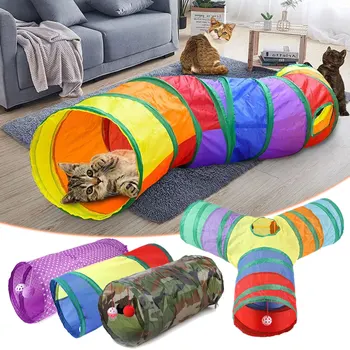 Туннель для кошек Складные Игрушки для домашних кошек, Интерактивная Забавная игрушка для Дрессировки Котенка, Туннель для щенка, Туннель для игры с кроликом