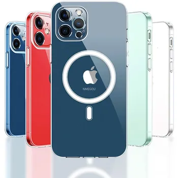 Ультра Прозрачный Чехол для телефона с Магнитным кругом Magsafe iPhone 12 11 13 14 Pro Max Mini XS XR X 8 Plus SE 2020 iPone Macsafe Cover