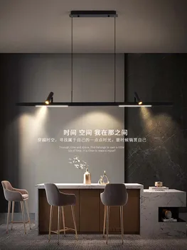 Черный кухонный подвесной светильник, простой современный светильник творческой личности, роскошная длинная лента в скандинавском стиле с точечными светильниками, люстра