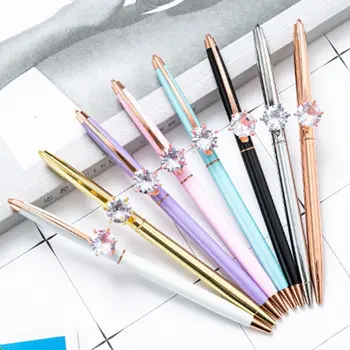 Шариковые ручки с кристаллами и бриллиантами, модные шариковые ручки ярких цветов, школьные канцелярские принадлежности для офиса