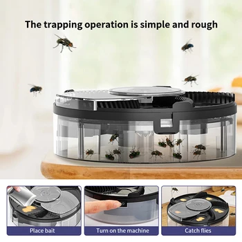 Электрическая Ловушка для мух, Перезаряжаемая через USB, 1200 мАч, Автоматическая Мухоловка, Безопасное Вращение, Устройство для ловли вредителей, Бесшумный Отпугиватель насекомых в помещении