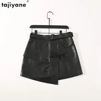 Юбки Tajiyane из натуральной овчины, короткая юбка из натуральной кожи в корейском стиле для женщин, 23 Весенне-летняя черная юбка, нерегулярные юбки