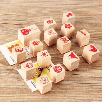 Японские символические марки, Винтажные деревянные Резиновые марки Горы Сакура Фудзи, набор для изготовления открыток 